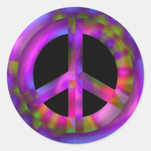 RETRO PEACE SIGN RONDE STICKER