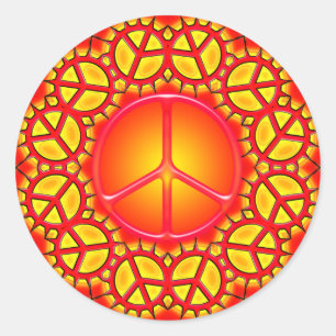 RETRO PEACE SIGN RONDE STICKER