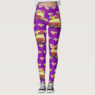 Retro Peace Sign Smiley Hippy Van 1960's 1970-inch Leggings