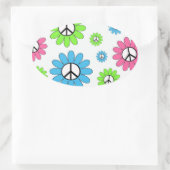 Retro Peace Symbol Flowers Ovale Sticker (Tas)
