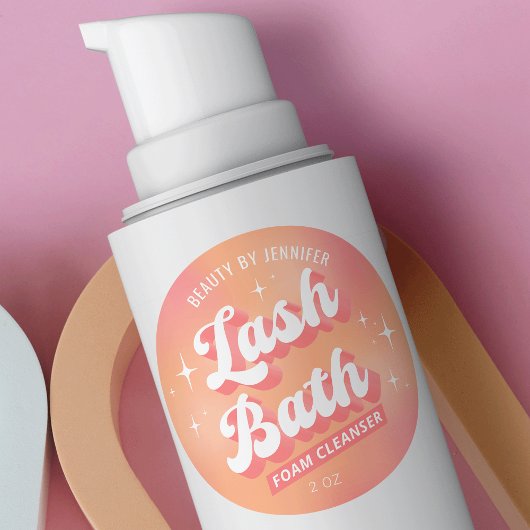 Retro Peach Moderne Lash Foam Cleanser verpakking Ronde Sticker