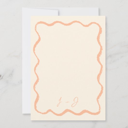 Retro Peach Wavy Champagne Tower Sla de datum op Kaart (Achterkant)