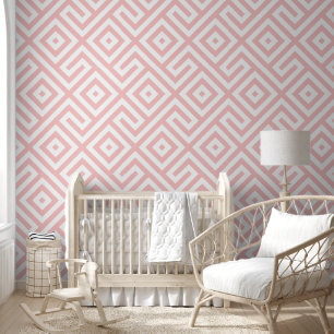 Retro Peachy Pink Abstract geometrisch patroon Behang