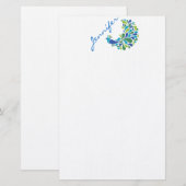 Retro Peacock Briefpapier (Voorkant / Achterkant)