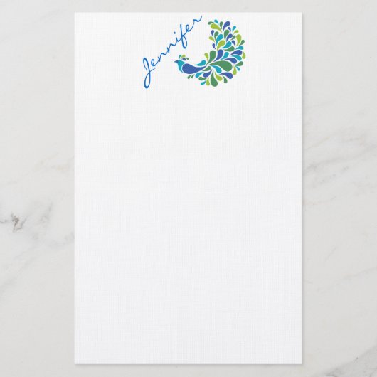 Retro Peacock Briefpapier (Voorkant)