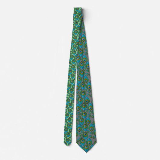 Retro Peacock Pattern Stropdas (Achterkant)