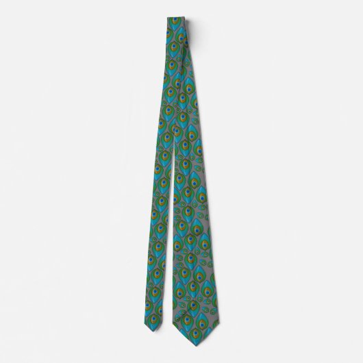 Retro Peacock Pattern Stropdas (Achterkant)