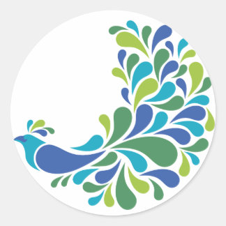 Retro Peacock Ronde Sticker