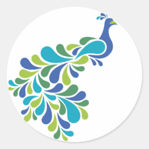 Retro Peacock Ronde Sticker