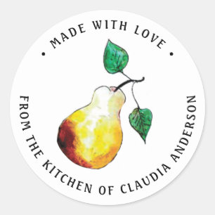 Retro Pear Verpakking Hand-geïllustreerde Keuken G Ronde Sticker