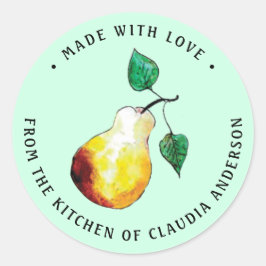 Retro Pear Verpakking Mint Groene Keuken Gift Ronde Sticker