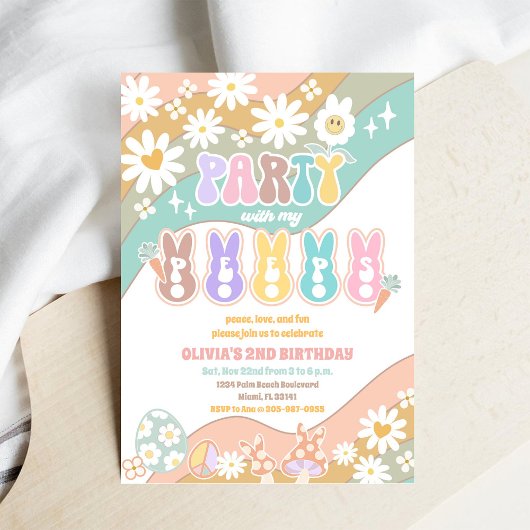 Retro Peeps Birthday Invitation Kaart