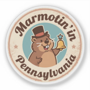 Retro Pennsylvania Badge Groundhog met Liberty Sticker