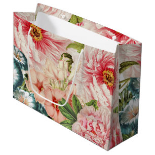 Retro Peony Flower Spring Floral Pattern Large Cadeautasje