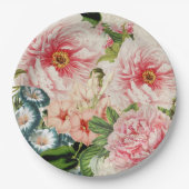 Retro Peony Flower Spring Floral Pattern Papieren Bordje (Voorkant)