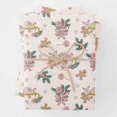 Retro peperkoek koekjes en thee kerst inpakpapier vel (In situ)