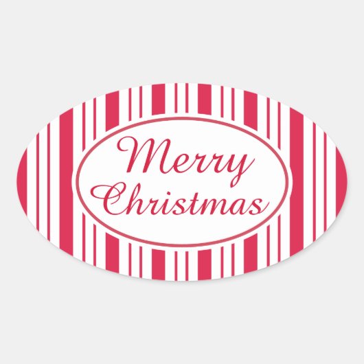 Retro Peppermint Merry kerstcadeau Label Stickers (Voorkant)