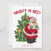 Retro Père Noël Christmas Naughty Nice Non Carte p (Devant)