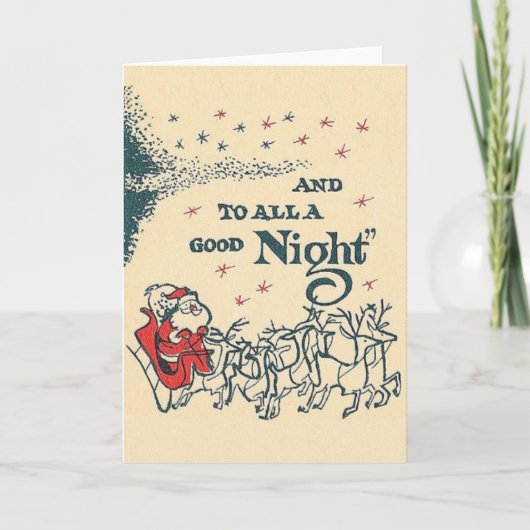 Rétro Père Noël et carte de Noël de renne (Devant)