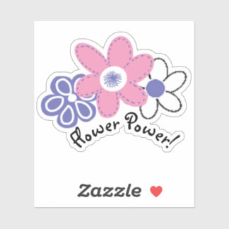 Retro Periwinkle Lavendel Roze Bloemenkracht Sticker