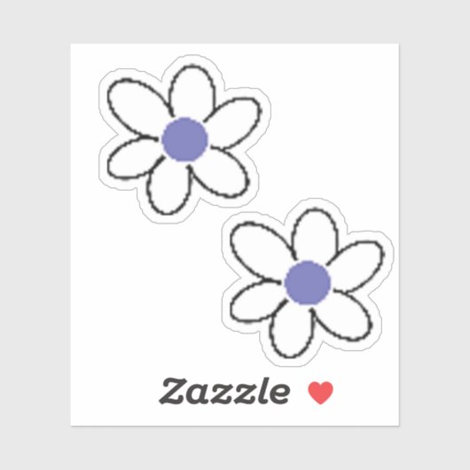 Retro Periwinkle lavendel witte bloemen Sticker (Vel)