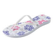 Retro Periwinkle roze bloemen Teenslippers (Schuin)