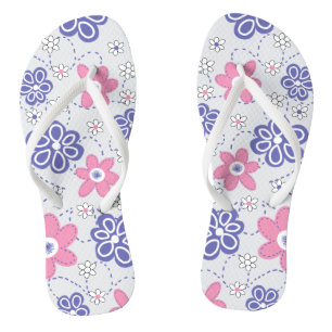 Retro Periwinkle roze bloemen Teenslippers