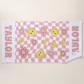 RETRO Personnalisé Nom de serviette de plage Joyeu (Devant)