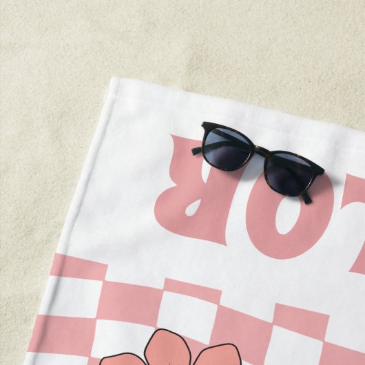 RETRO Personnalisé Nom de serviette de plage Joyeu (En situation)