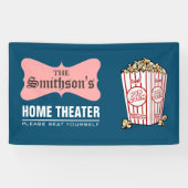 Retro Persoonlijke familienaam thuisbioscoop Spandoek (Horizontaal)