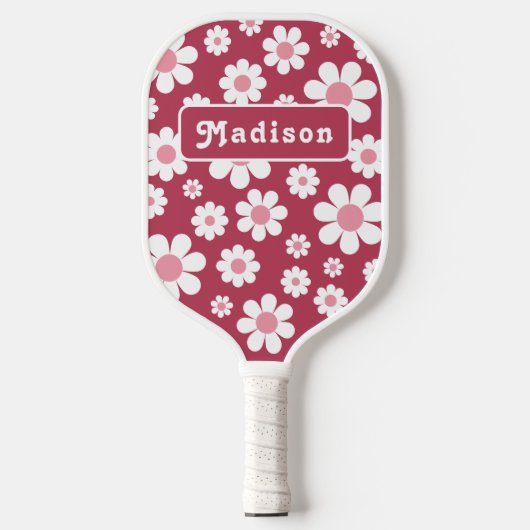 Retro Persoonlijke naam Daisy Pickleball Paddle (Voorkant)