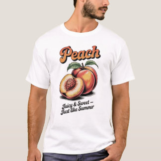 Retro Perzik  Fruit Illustratie T-shirt