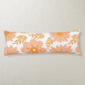 Retro  Perzik Fuzz Oranje Bloempatroon Lichaamskussen (Achterkant)