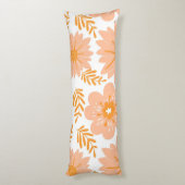 Retro  Perzik Fuzz Oranje Bloempatroon Lichaamskussen (Achterkant (Verticaal))