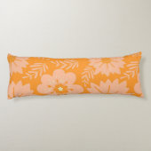 Retro Perzik Fuzz Oranje Bloempatroon Lichaamskussen (Achterkant)