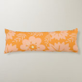 Retro Perzik Fuzz Oranje Bloempatroon Lichaamskussen (Voorkant)