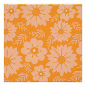 Retro  Perzik Fuzz Oranje Bloempatroon Perfect Poster (Voorkant)