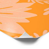 Retro  Perzik Fuzz Oranje Bloempatroon Perfect Poster (Hoek)