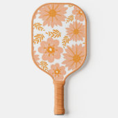 Retro Perzik Fuzz Oranje Bloempatroon Pickleball Paddle (Voorkant)