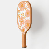 Retro Perzik Fuzz Oranje Bloempatroon Pickleball Paddle (Links)