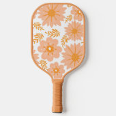 Retro Perzik Fuzz Oranje Bloempatroon Pickleball Paddle (Achterkant)