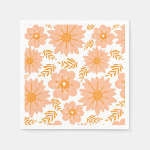 Retro Perzik Fuzz Oranje Bloempatroon Servet