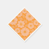 Retro Perzik Fuzz Oranje Bloempatroon Servet (Hoek)