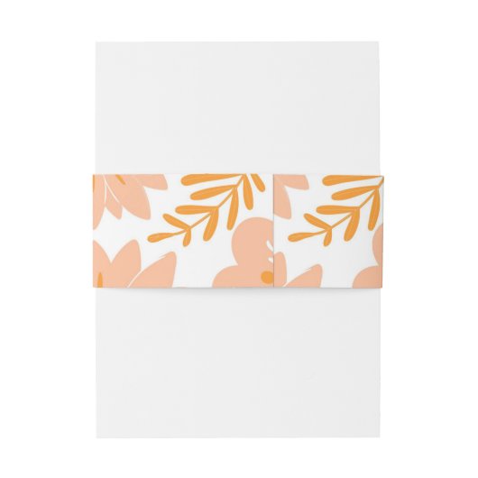 Retro Perzik Fuzz Oranje Bloempatroon Uitnodigingen Wikkel (Achterkant Voorbeeld)