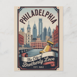 Retro Philadelphia Pennsylvania Reisposter Briefkaart