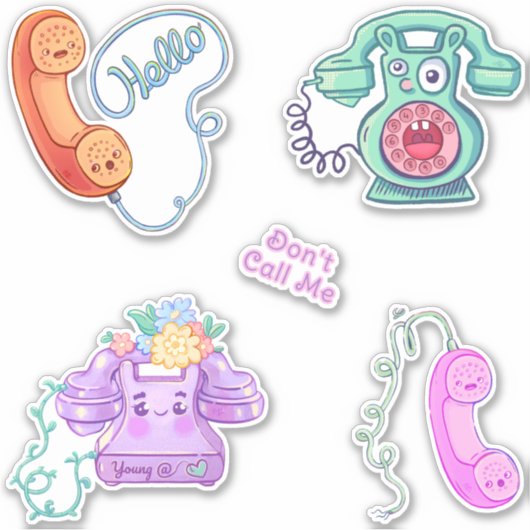Retro Phones Sticker Pack (Voorkant)