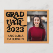 Retro Photo Black & Terracotta Afstuderen Party Uitnodiging Briefkaart (Voorkant)