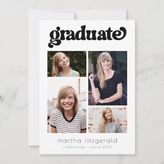 Retro Photo Collage Faire-part de graduation (Devant)