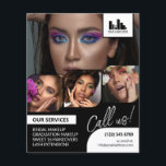Retro Photo Collage Logo QR Maquillage Promotionne<br><div class="desc">Brochure recto verso pour un maquilleur, un peintre à ongles, un coiffeur ou une profession similaire où vous devez présenter votre travail dans un collage photo rétro avec des arrière - plans noirs et blancs et du texte. Personnalisez avec votre logo et sur le dos une photo supplémentaire et votre...</div>