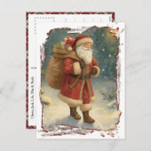 Retro Photo Santa Custom Address Classic Christmas Feestdagenkaart (Voorkant / Achterkant)